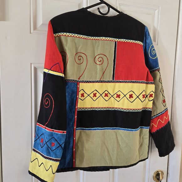 Draper’s & Damon’s Patchwork Embroidered Jacket Small Vintage Boho Artsy Lined - Picture 6 of 9